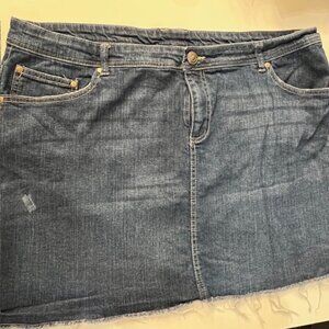 Evolution by JMS Womans Jean Skirt with Riveted Pockets and Studs on sides, 2X